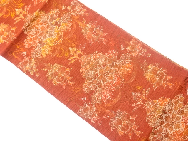 リサイクル　西洋花に実模様織出し名古屋帯